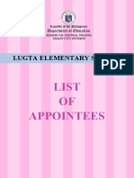 List OF Appointees: Lugta Elementary School