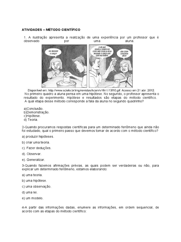 Atividades sobre Método Científico 6º Ano | PDF | Método científico ...