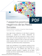 Aspectos Positivos y Negativos de Las Redes Sociales