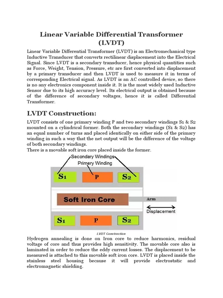 Linear Variable Differential Transformer (LVDT) | PDF | Transformer ...