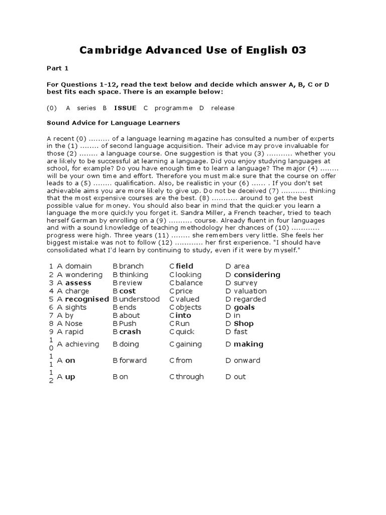Advanced Use of English Complete 03 | PDF | Second Language Acquisition