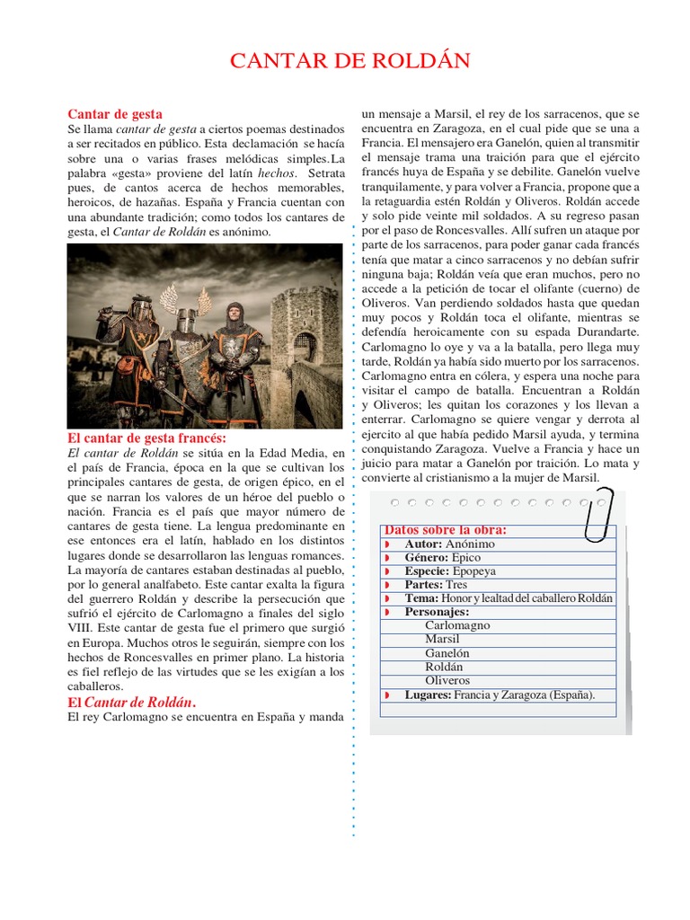 Epopeya de Roldán y su heroísmo | PDF