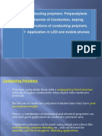 Mechanism of Conduction, Doping Applications of Conducting Polymers. Application in LED and Mobile Phones