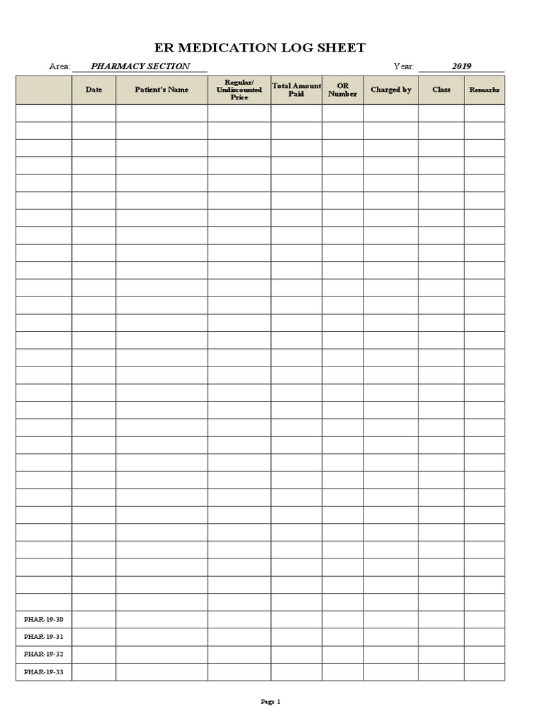 Er Log Sheet | PDF | Service Industries | Therapy