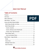Mind Palace User Manual: Go To Table of Contents