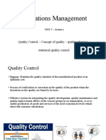 Operations Management: Quality Control - Concept of Quality - Quality Planning - Statistical Quality Control