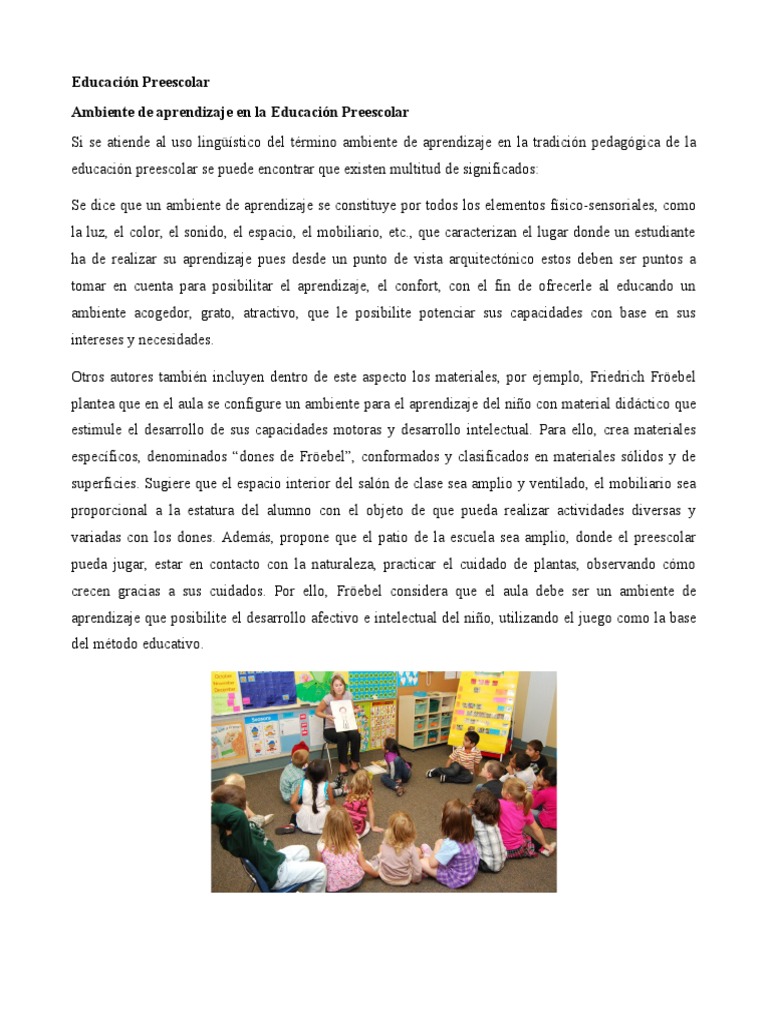 Educación Preescolar | PDF | Educación de la primera infancia | Aprendizaje