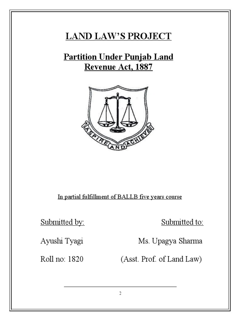 Land Laws Project PDF Leasehold Estate Decree