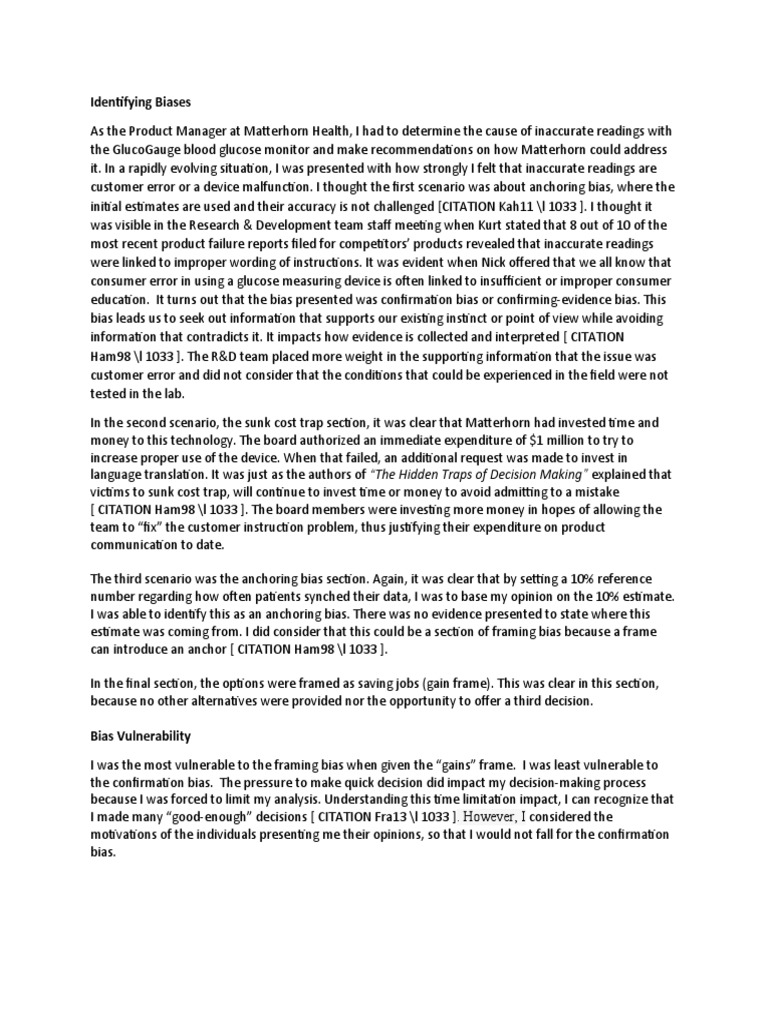 Identifying Biases Pdf Decision Making Scientific Method