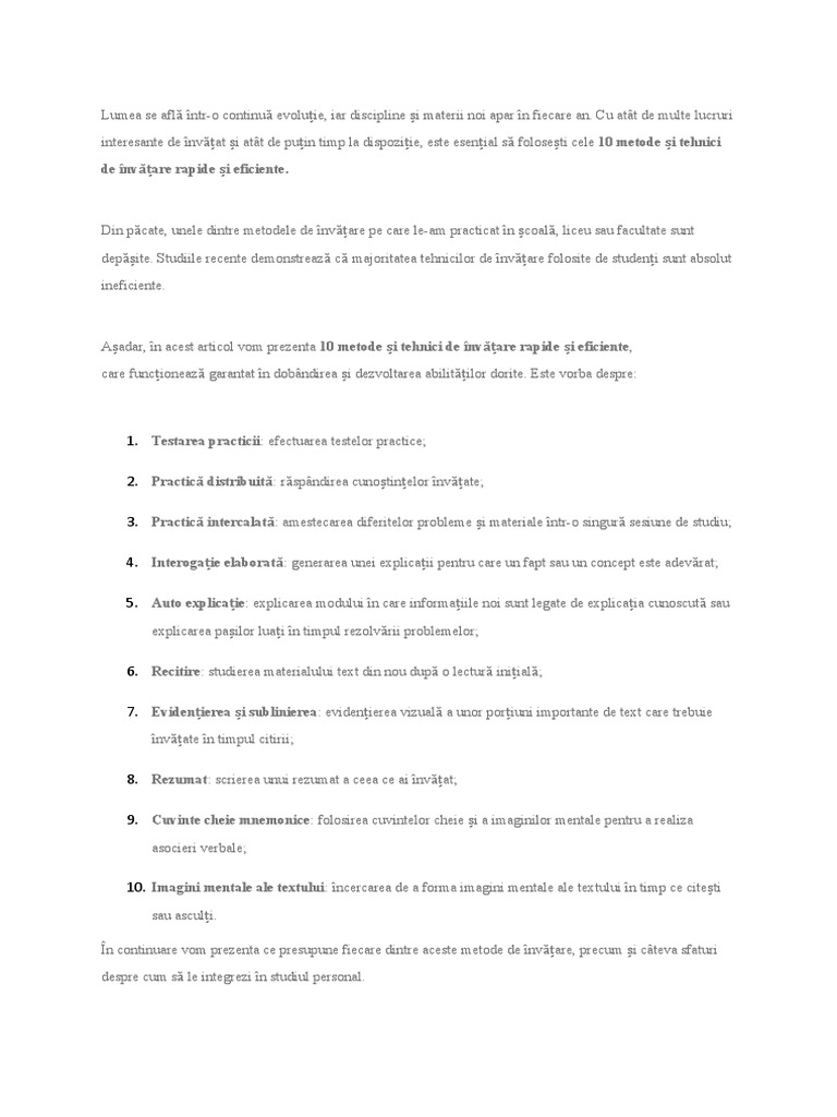 Metode de Invatat | PDF