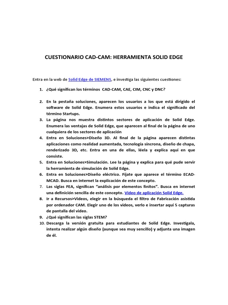 Solid Edge: Guía para Estudiantes | PDF