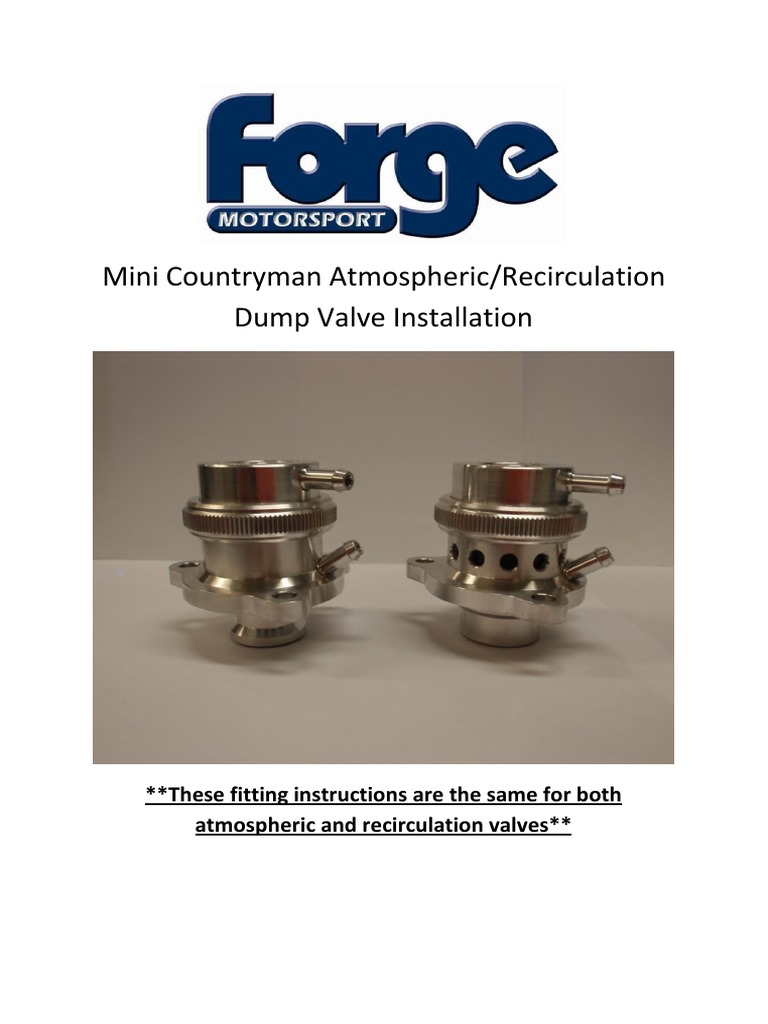 Mini Countryman Atmospheric/Recirculation Dump Valve Installation PDF
