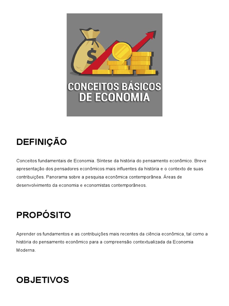 Tema 1 - Conceitos Básicos de Economia | PDF | Economia | História do ...