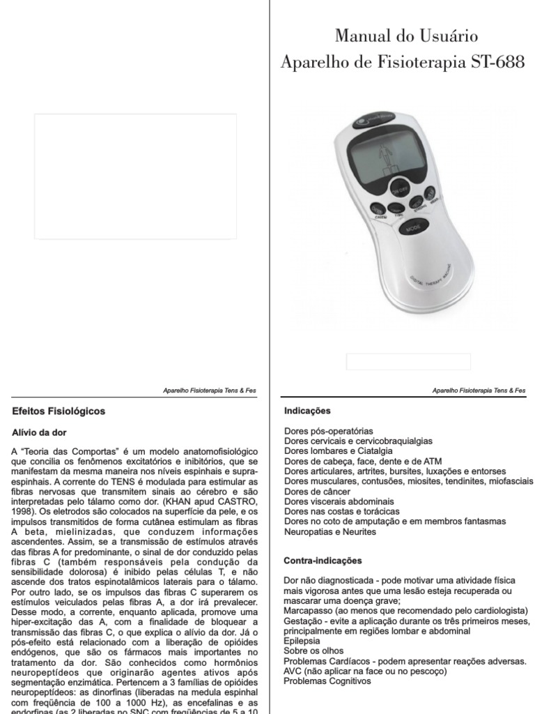 Manual do Aparelho ST-688 em Português | PDF | Dor | Sistema nervoso