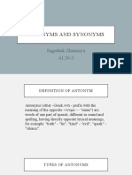 Antonyms and Synonyms: Sagatbek Zhansaya AI 20-3