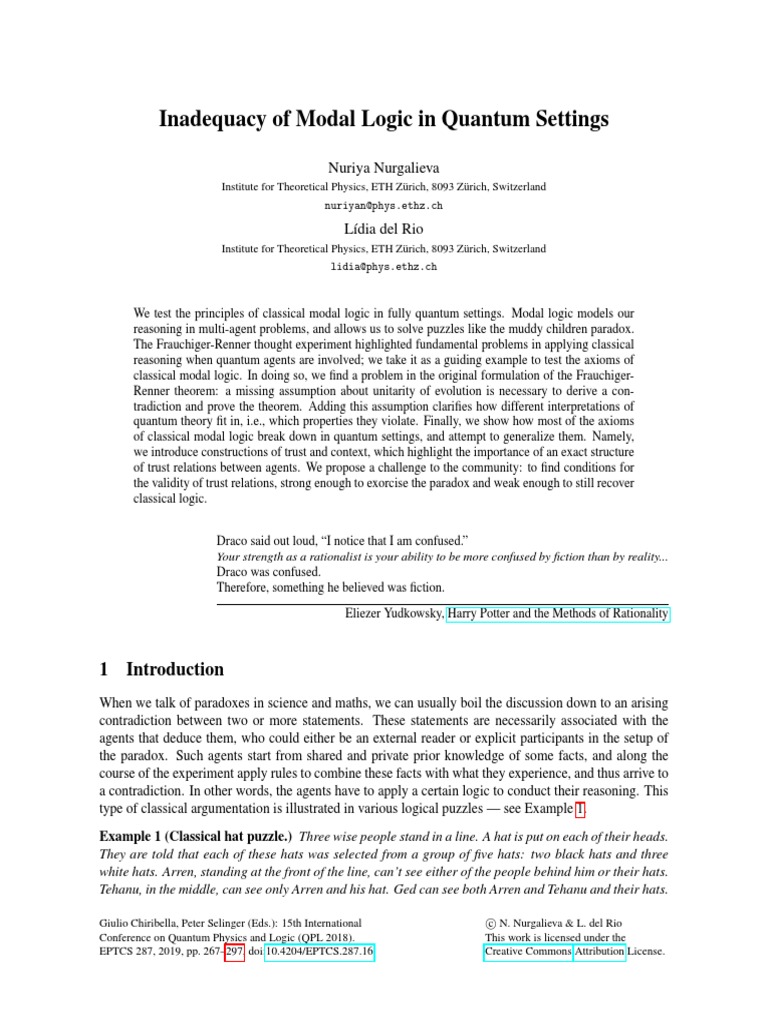 Modal Logic Failures in Quantum Contexts | PDF | Truth | Logic