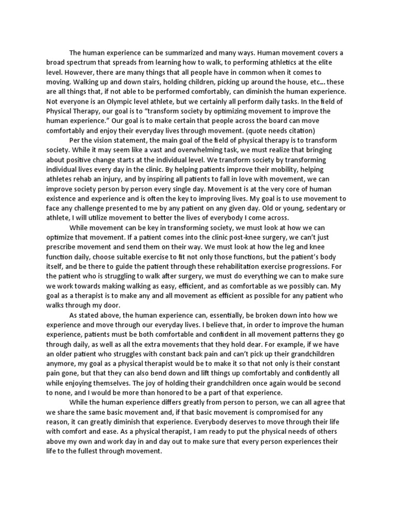 Vision Statement Paper | PDF | Medicine | Psychology