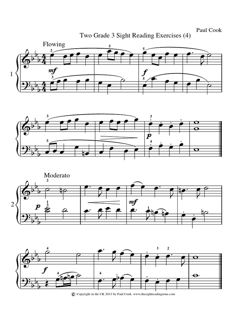 Two Grade 3 Sight Reading Exercises PDF