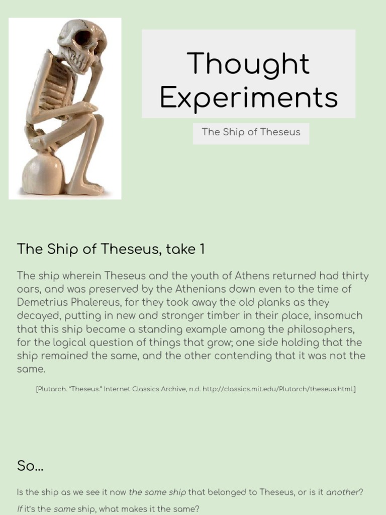 Thought Experiments The Ship of Theseus PDF Theseus Essence