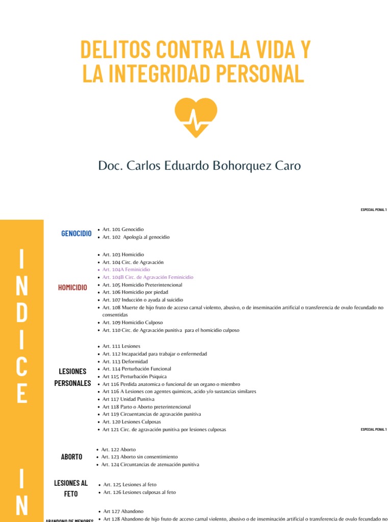Delitos contra la Vida y la Integridad | PDF | Homicidio | Genocidios