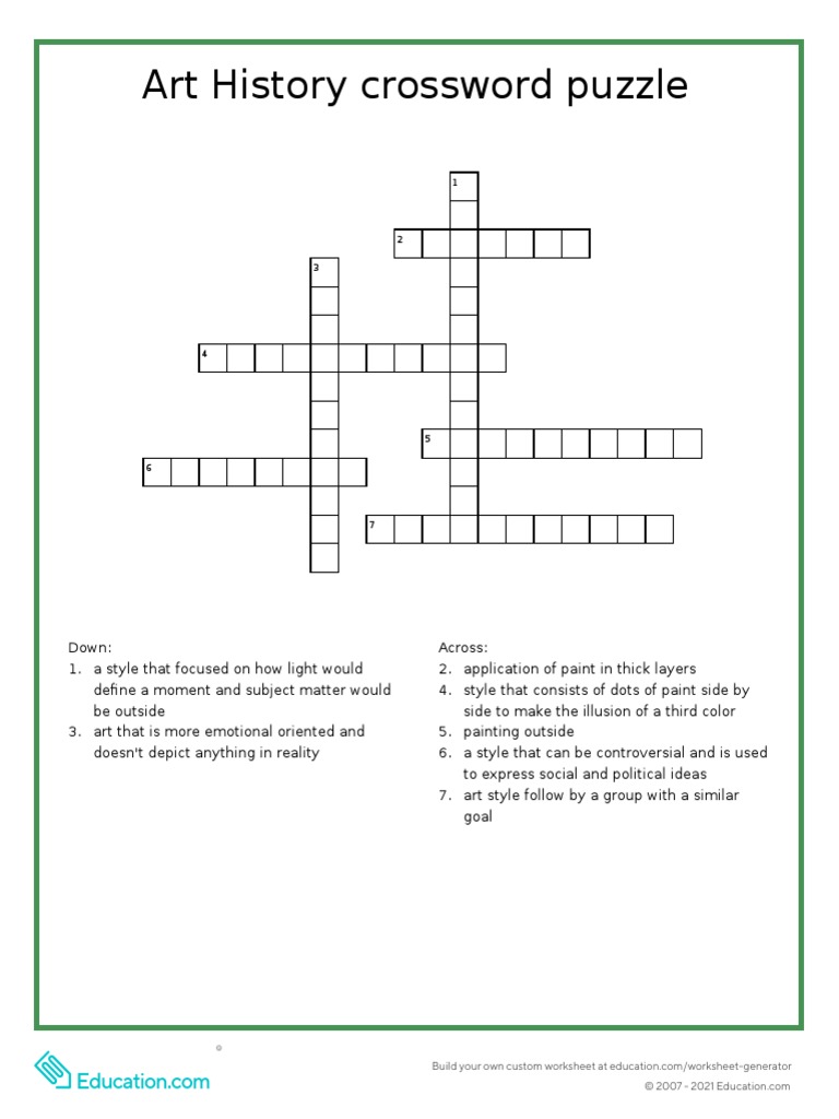 Art History Crossword PDF