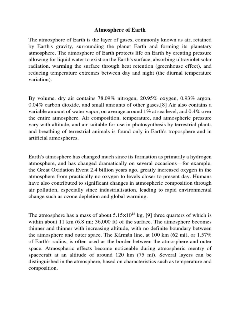 Atmosphere of Earth | PDF | Atmosphere Of Earth | Atmosphere