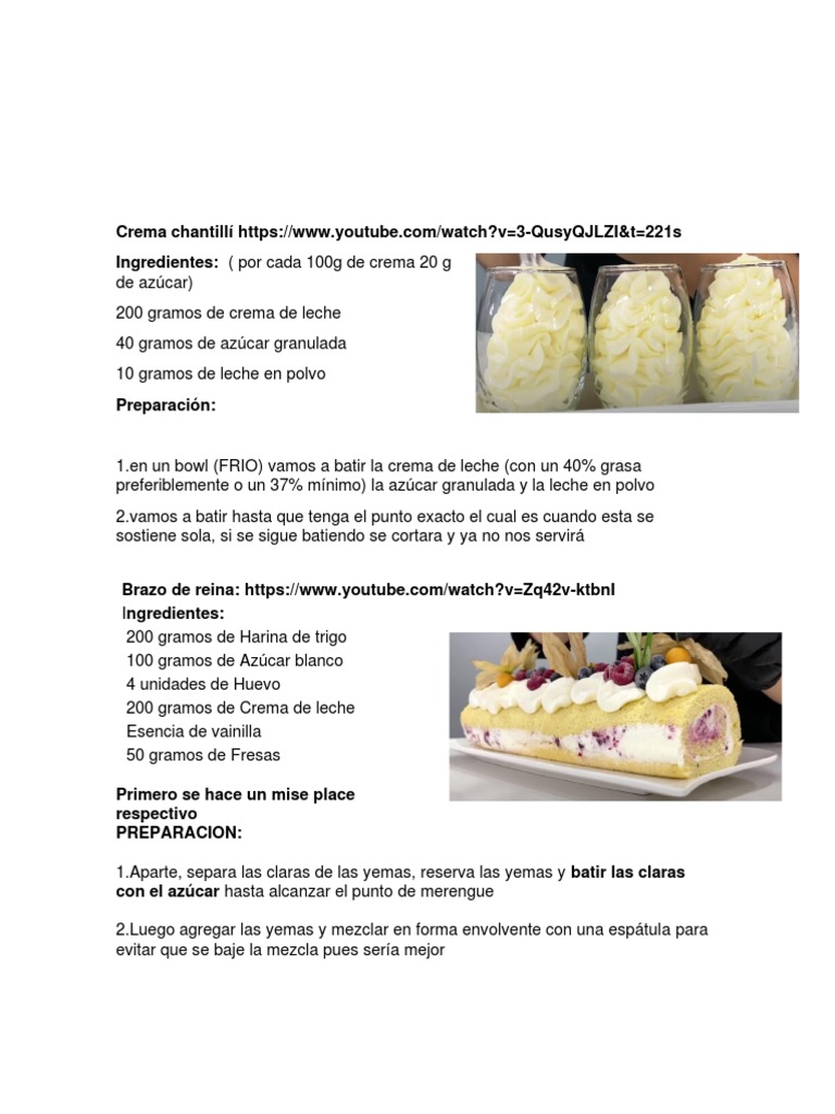 Recetas de Masas y Postres Variados | PDF | Crema | Chocolate