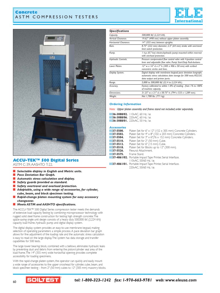 Astm Compression Testers: Concrete | PDF | Pump | Concrete