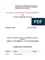 Working Capital Management On: Kotak Mahindra Group
