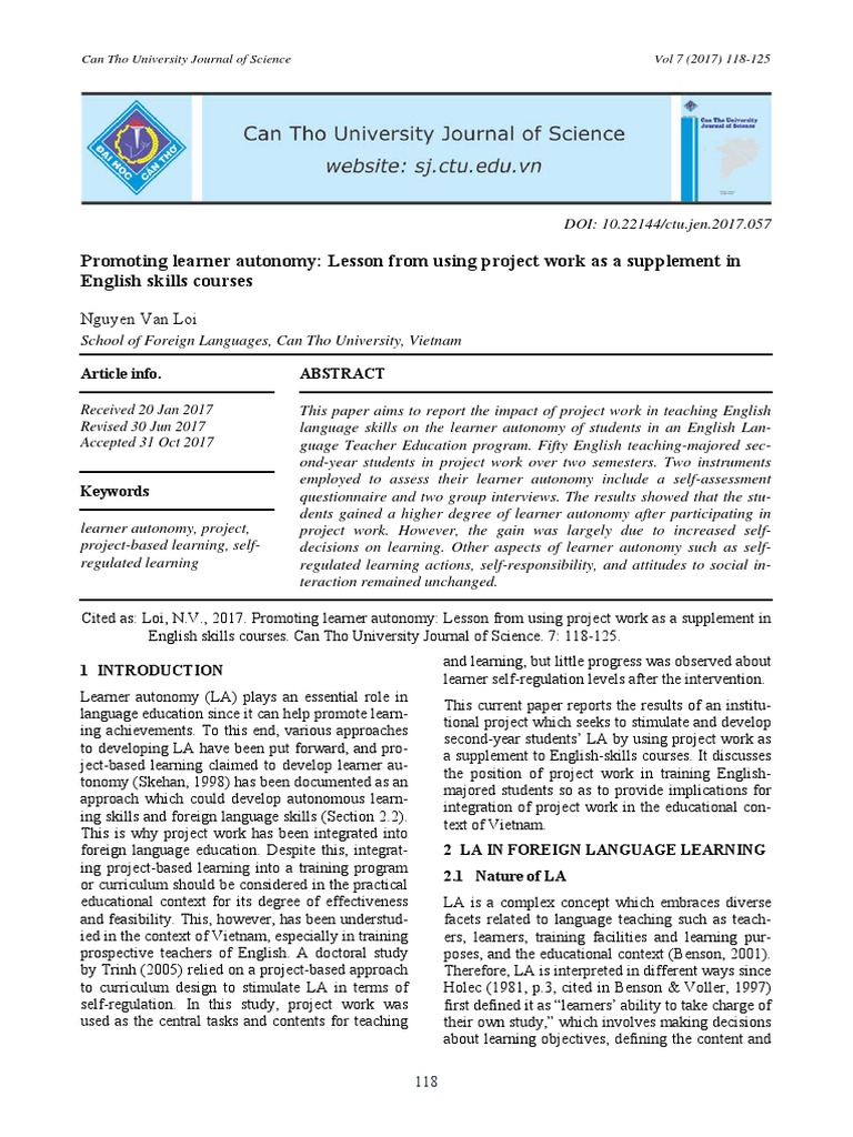 Enhancing Learner Autonomy through Projects | PDF | Learning | Project ...