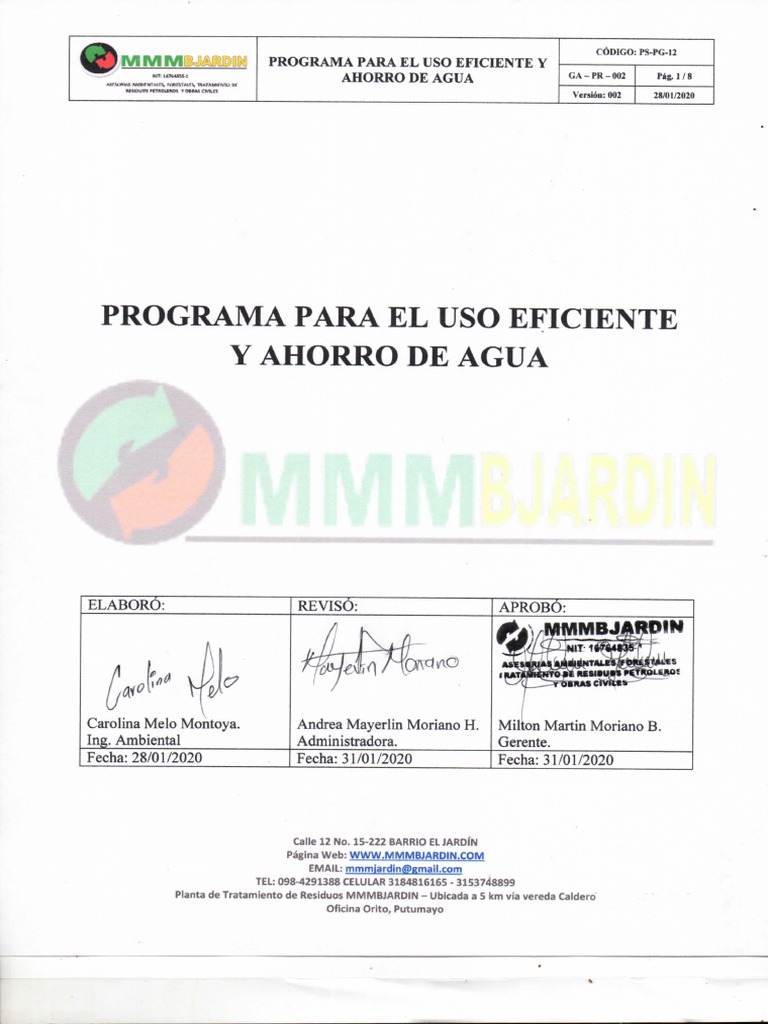 Programa de Ahorro y Uso Eficiente del Agua | PDF | Agua | Residuos
