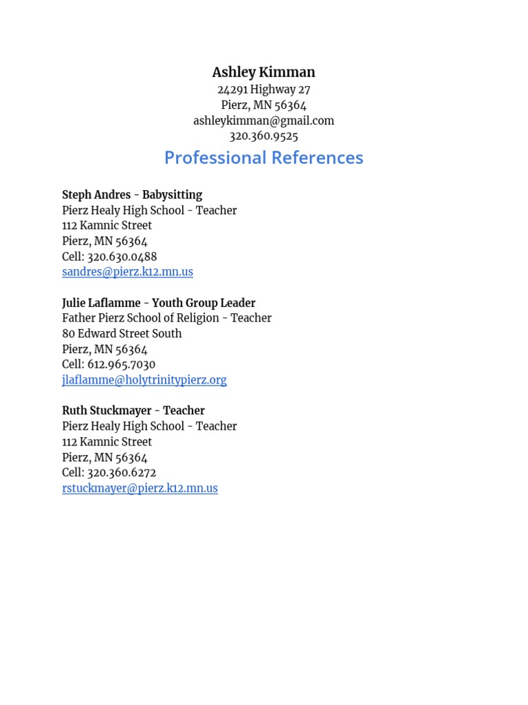 Professional References | PDF