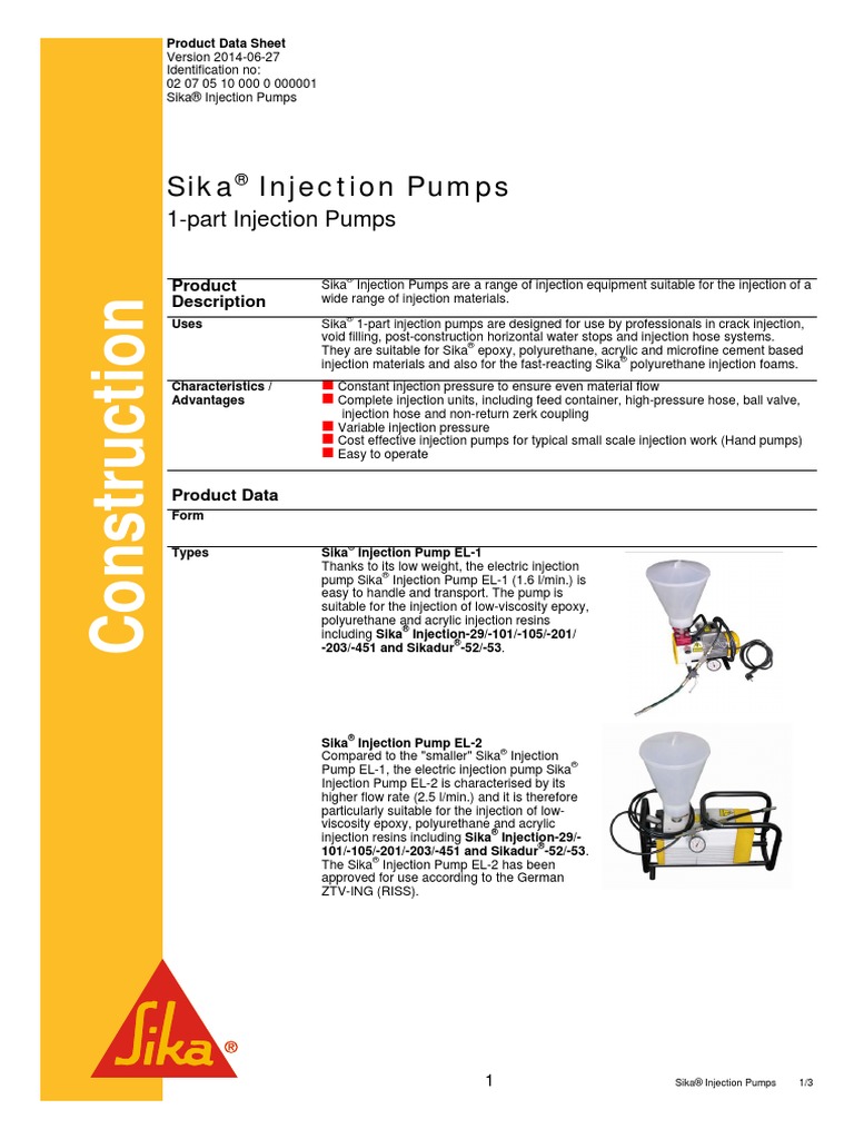 SikaInjection Pumps PB ENG | PDF | Pump | Epoxy