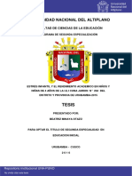 Estrés Infantil y El Rendimiento Académico en Niños y Niñas de 4 Años de La I.E.I Cuna Jardín No. 264 Del Distrito y Provincia de Urubamba-2015