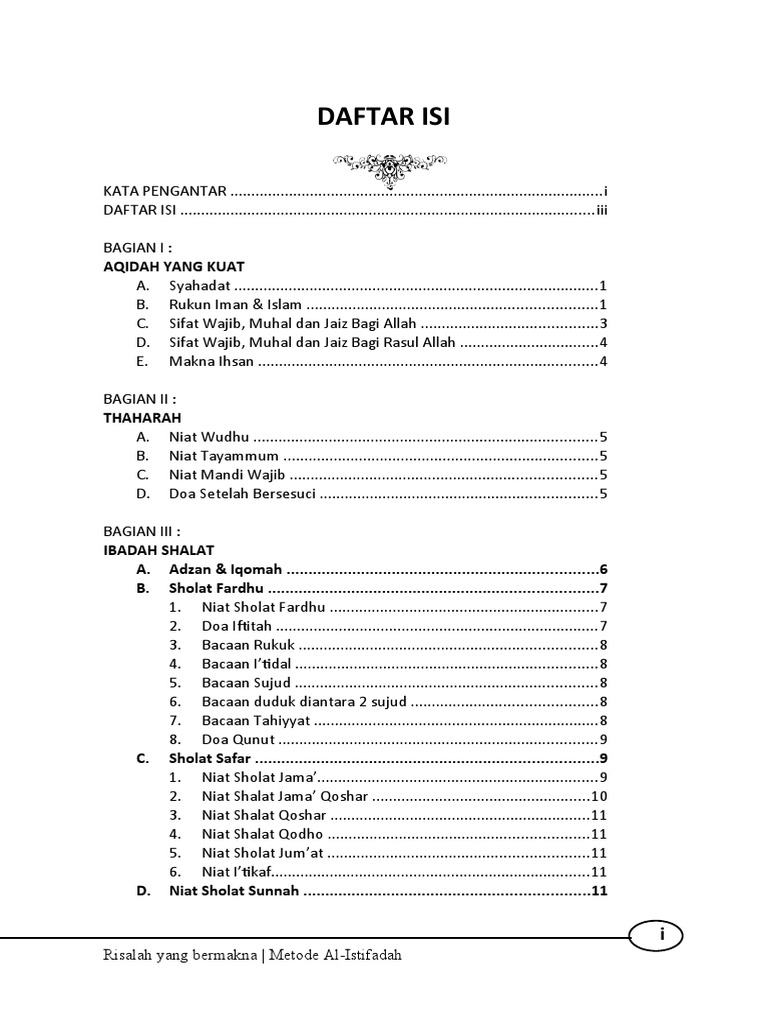 Daftar Isi Risalah Amaliyah | PDF | Memasak, Makanan, & Anggur | Agama ...
