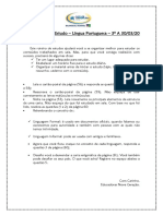 Roteiro de Estudo - Língua Portuguesa- 3º ANO a 30.03.2020