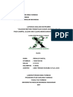 Laporan Analisis Instrumen "Validasi Metode Penentuan Kadar Kafein Pada Tablet Merk "X" Menggunakan Metode HPLC" Renaldi Saiful 15020190194