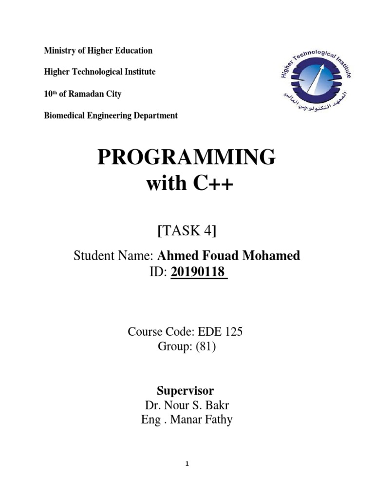 Programming With C++: (TASK 4) | PDF | Algorithms | Software Development