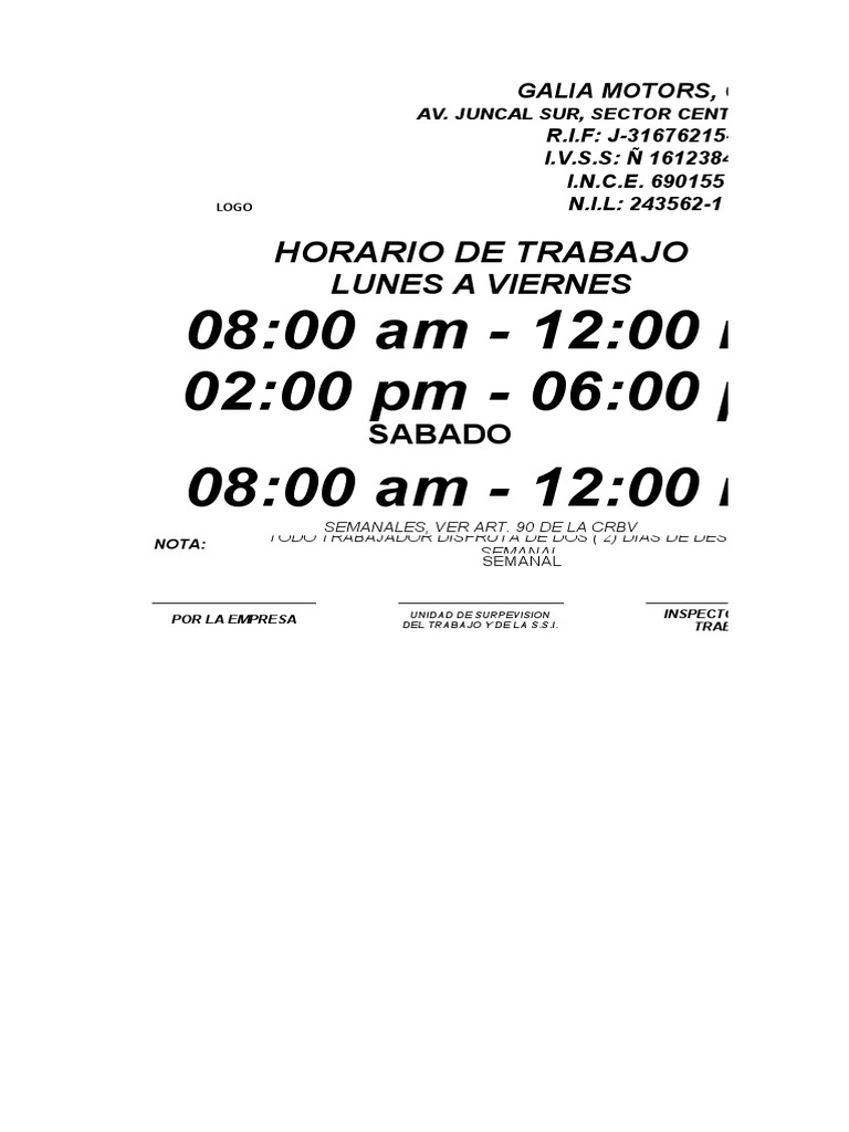 Modelo De Horarios PDF