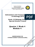 Quarter 1 Week 4: Information and Communications Technology (ICT) Grade 10 Webpage Design Special Science Course