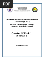 Quarter 2 Week 1: Information and Communications Technology (ICT) Grade 10 Webpage Design Special Science Course