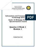 Quarter 2 Week 1: Information and Communications Technology (ICT) Grade 10 Webpage Design Special Science Course