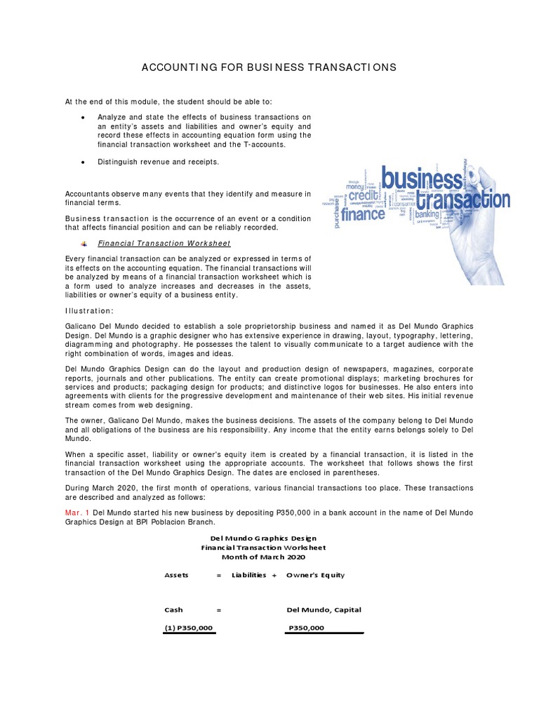 Analyzing Business Transactions | PDF | Debits And Credits | Equity ...