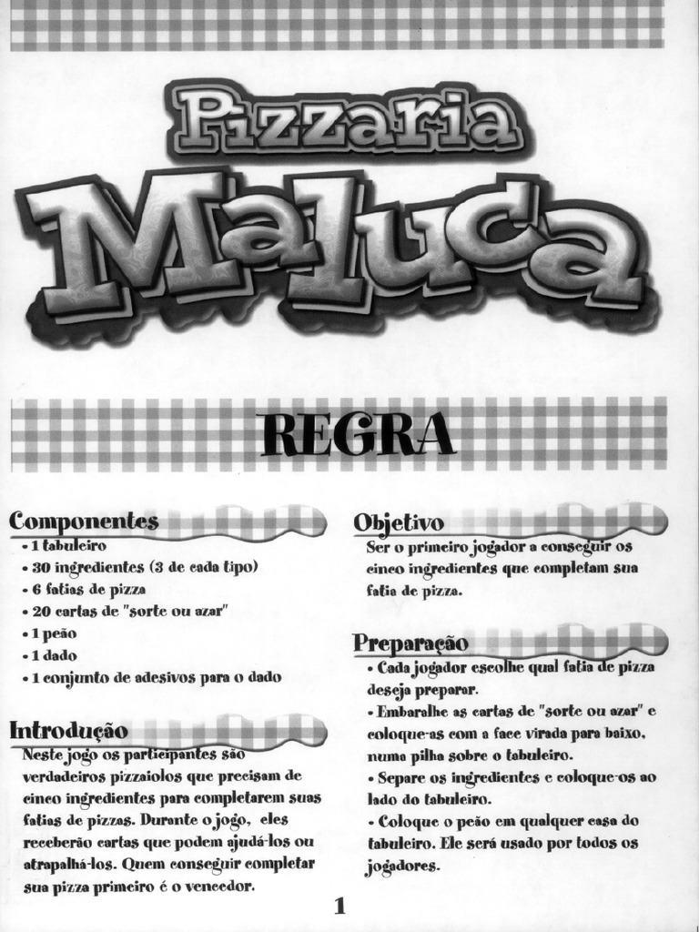 Pizzaria Maluca Regras Do Jogo 9320