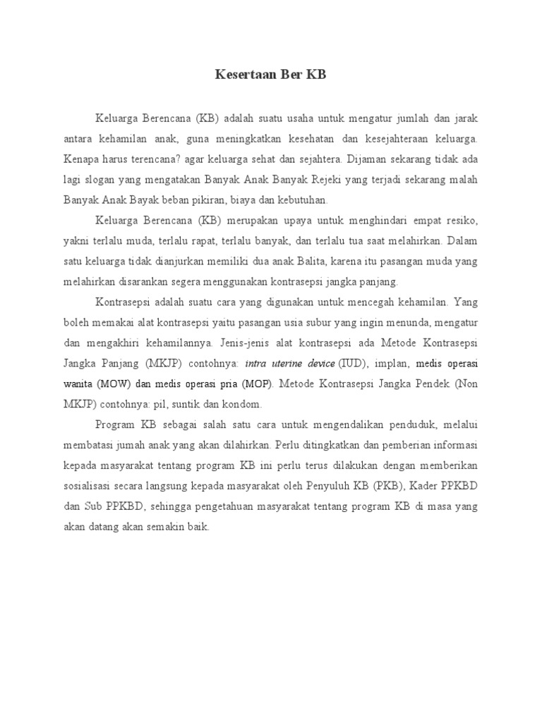 Materi Keluarga Berencana dan Kontrasepsi | PDF