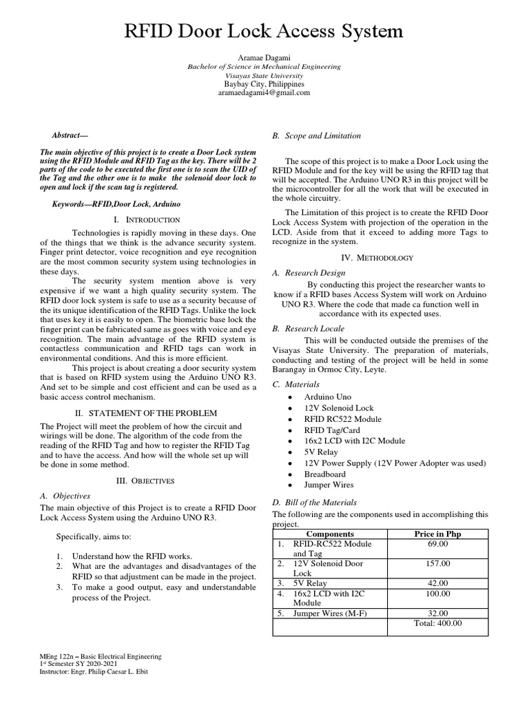 Project Proposal | PDF | Radio Frequency Identification | Arduino