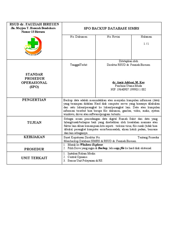 Spo backup database simrs pdf