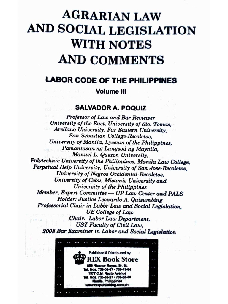 Agrarian Law and Social Legislation by Salvador Poquiz 2019 PDF