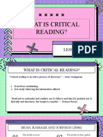 What Is Critical Reading?: Lesson 3