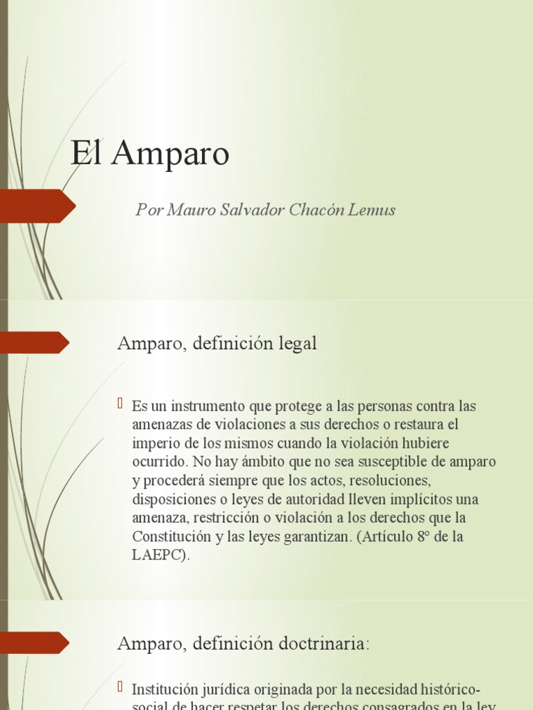 Definición y función del amparo | PDF | Derecho Constitucional ...